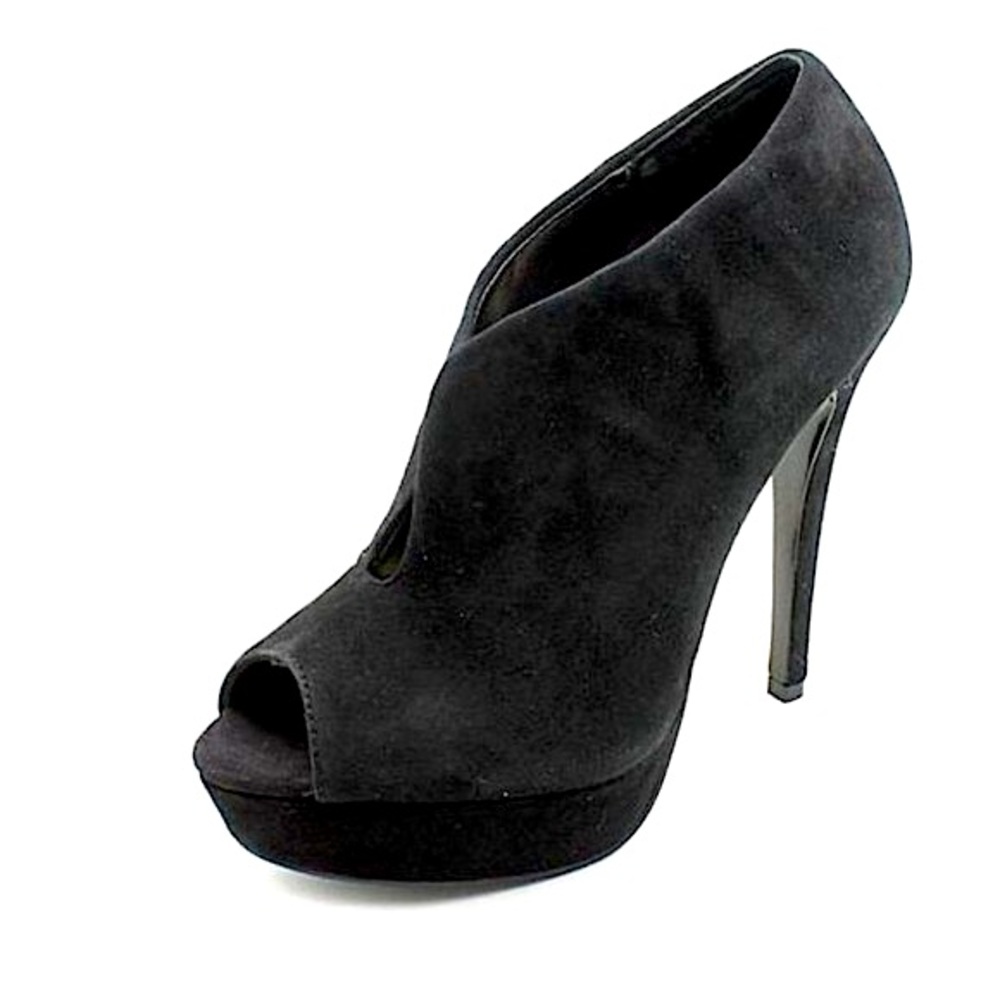 Steve Madden Black Suede Platform High Heel Ankle Boots - Picture 2 of 10